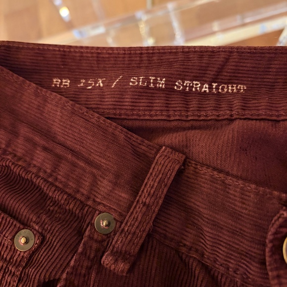 Rag & Bone Maroon Corduroy Slim Straight Pants Men's Size 29 - Picture 2 of 9
